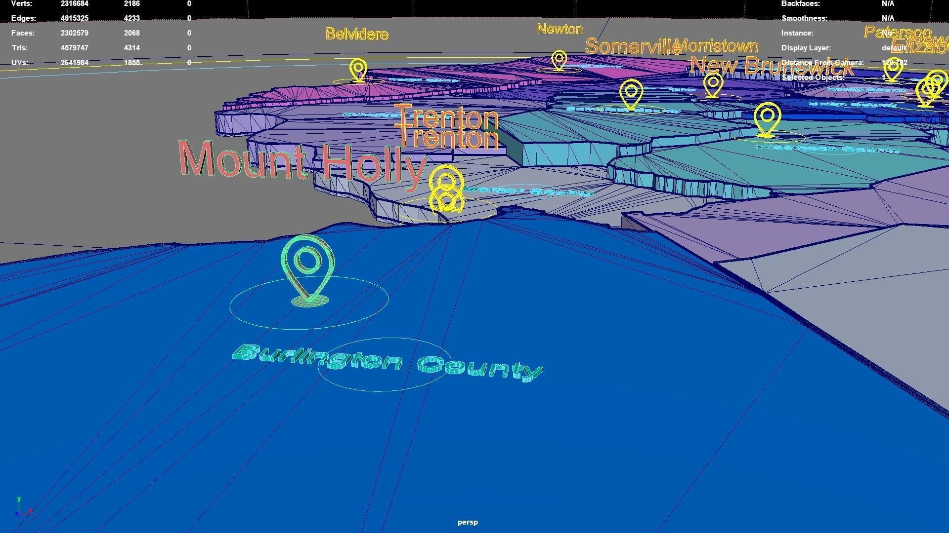 New Jersey  United States USA map region 3D model geography 3D model_6