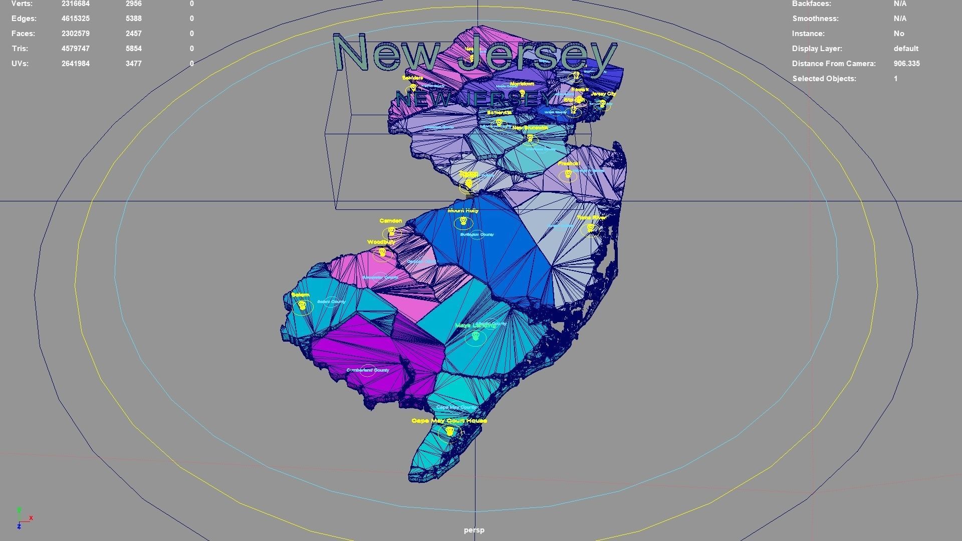 New Jersey  United States USA map region 3D model geography 3D model_3