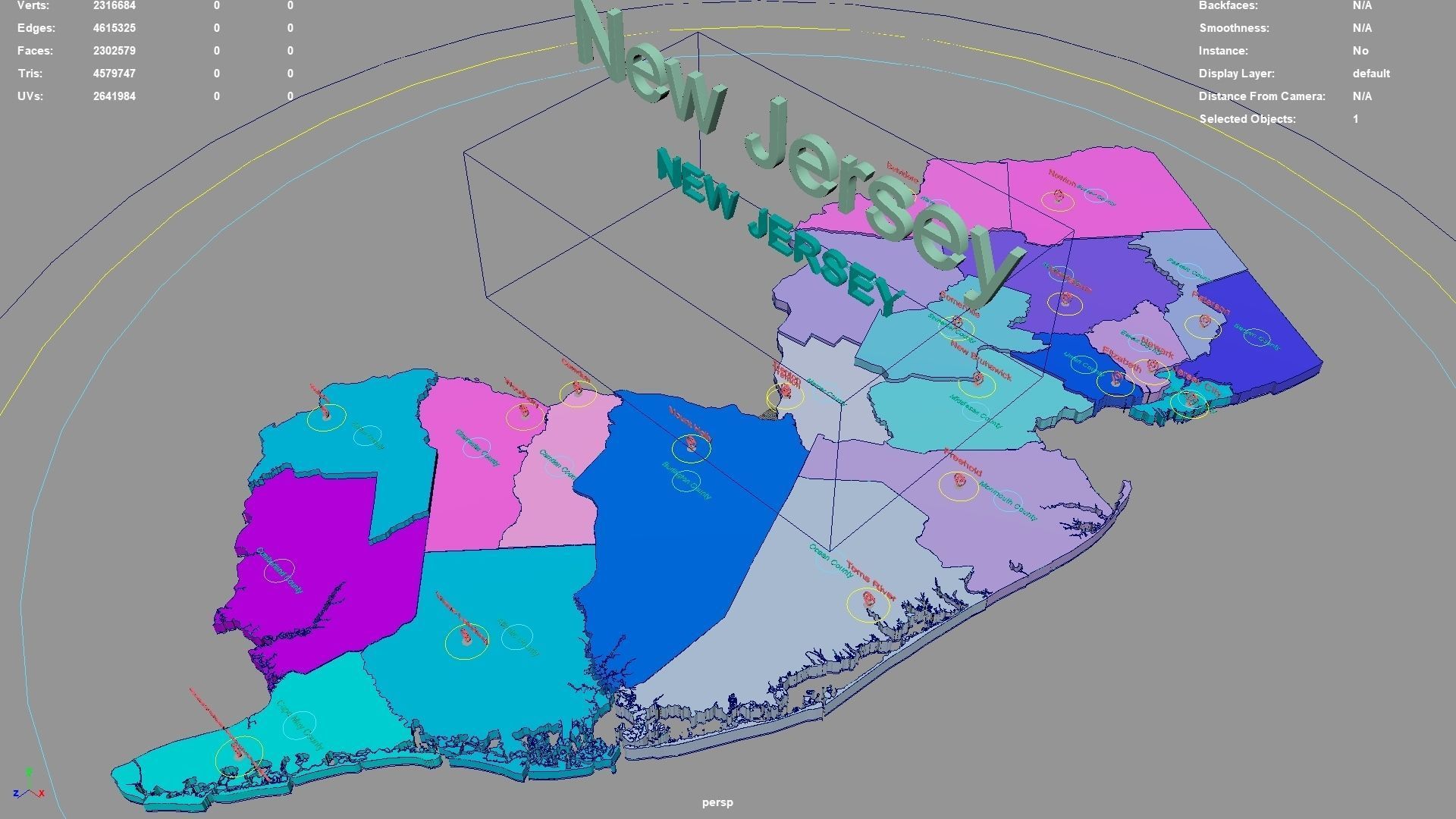 New Jersey  United States USA map region 3D model geography 3D model_2