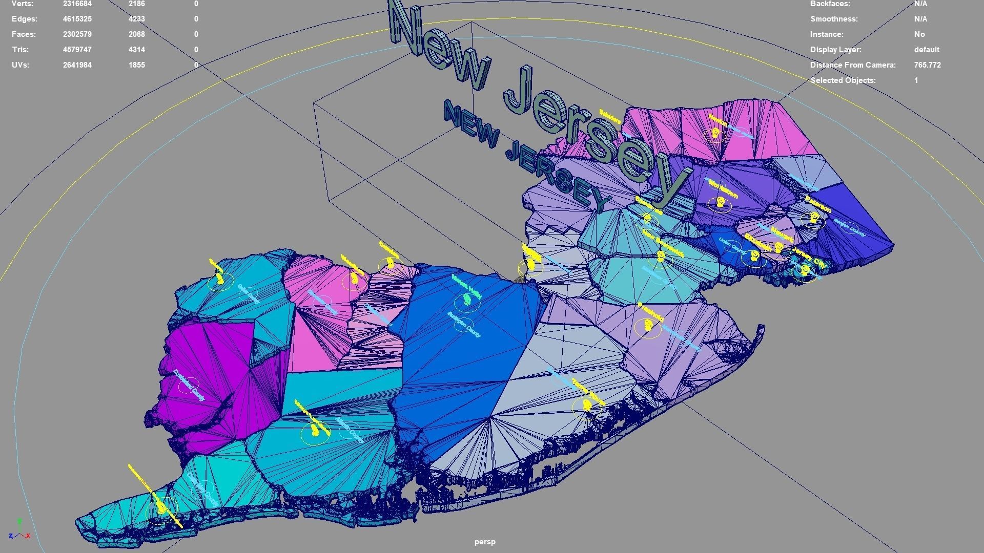 New Jersey  United States USA map region 3D model geography 3D model_5