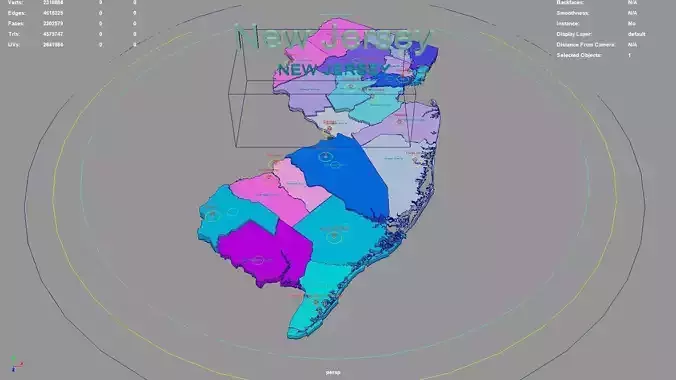 New Jersey  United States USA map region 3D model geography 3D model New Jersey  United States USA map region 3D model geography 3D model