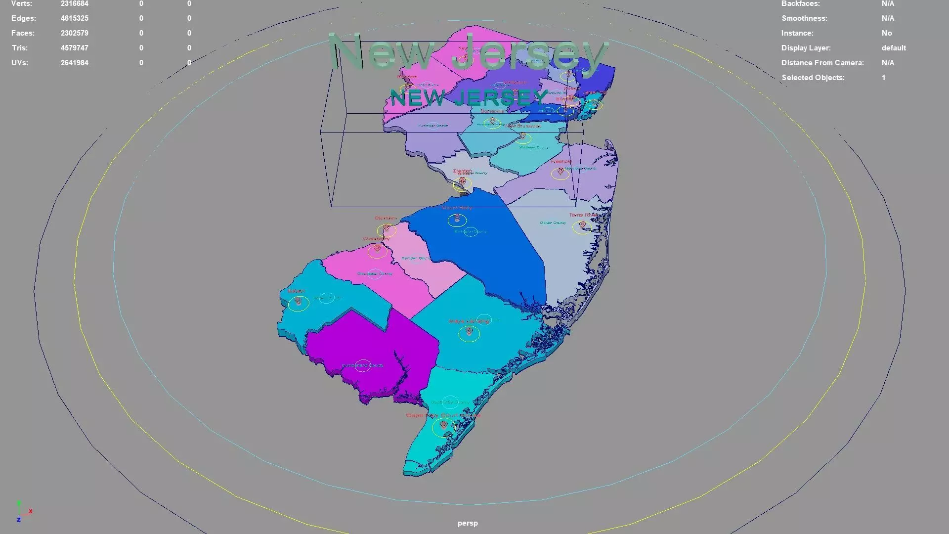 New Jersey  United States USA map region 3D model geography 3D model_0