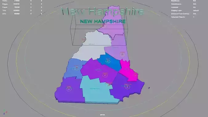 New Hampshire  United States USA map region 3D model geography