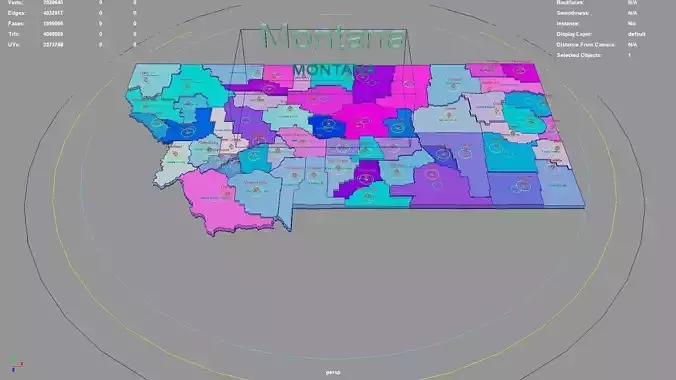 Montana  United States USA map region 3D model geography 3D model