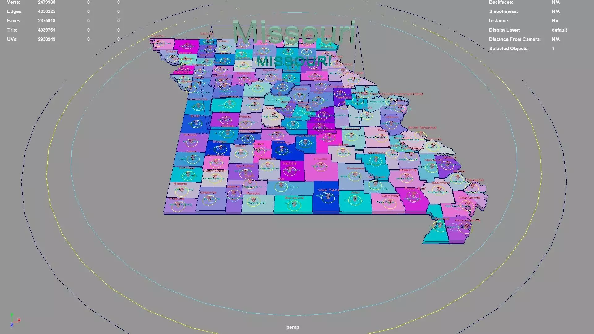 Missouri United States USA map region 3D model geography 3D model