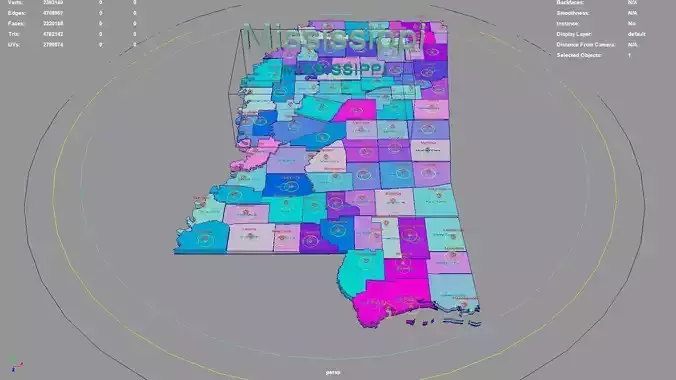 Mississippi  United States USA map region 3D model geography
