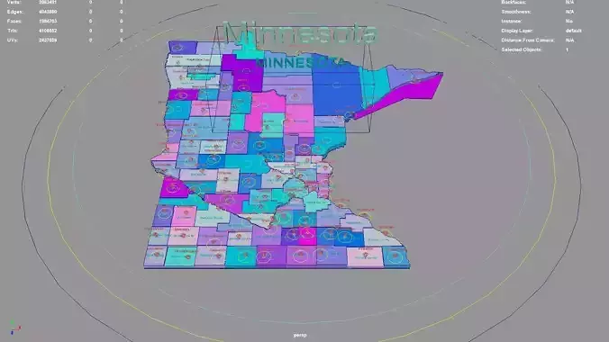 Minnesota  United States USA map region 3D model geography