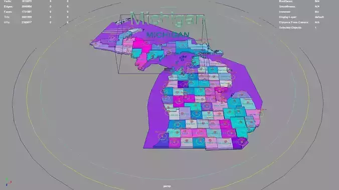 Michigan  United States USA map region 3D model geography 3D model
