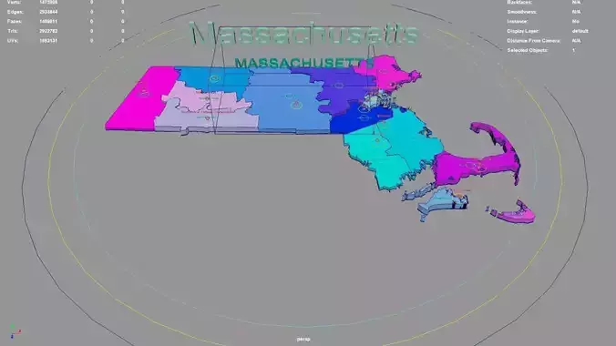 Massachusetts  United States USA map region 3D model geography