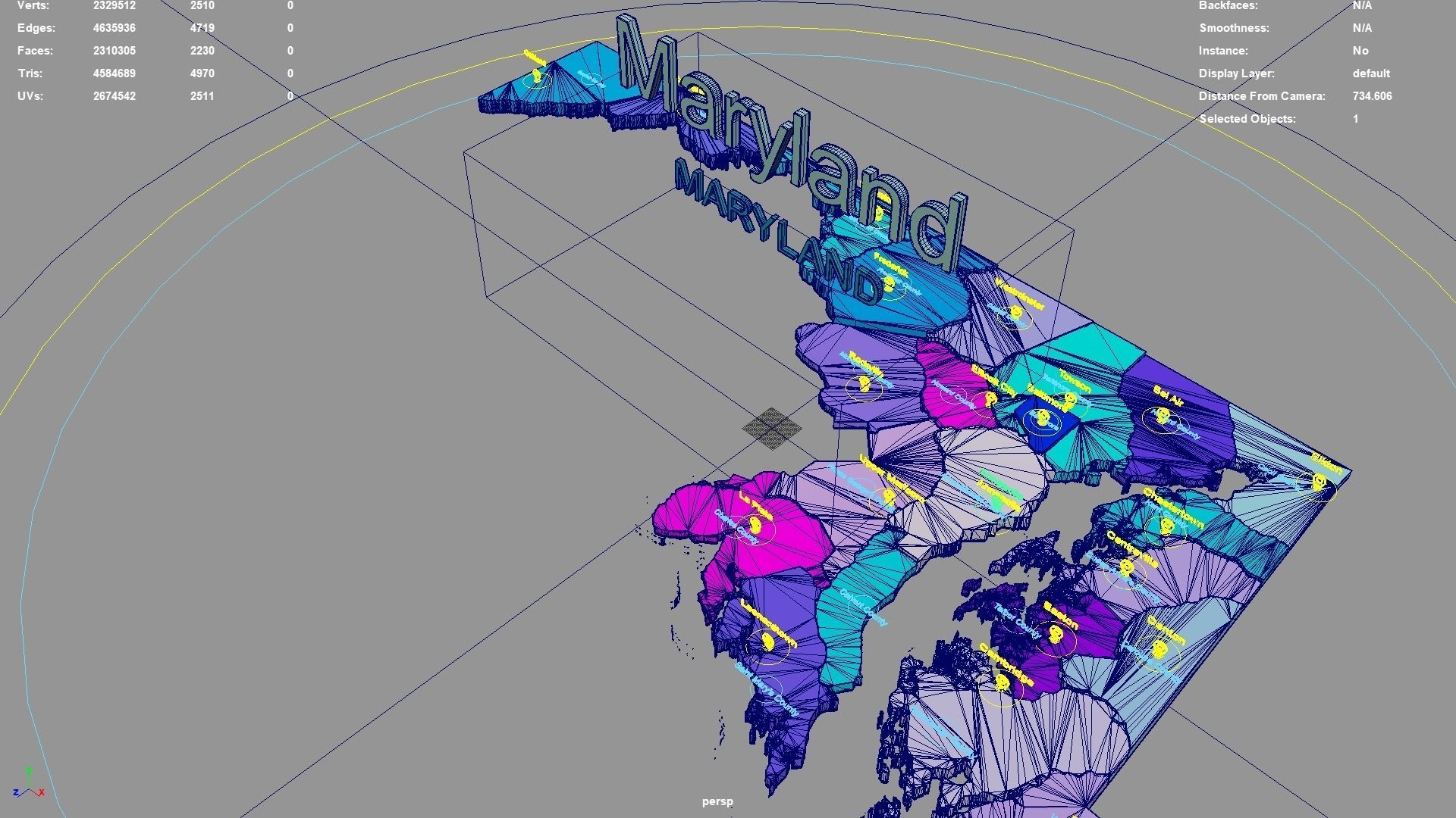 Map Modelling Maryland United States USA map region 3D model geography 3D model ...