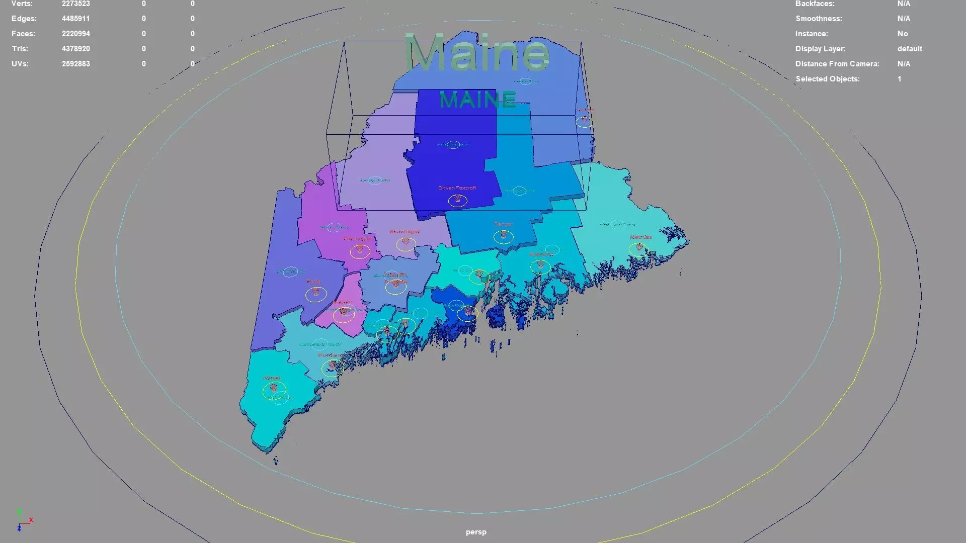 Maine United States USA map region 3D model geography political 3D model