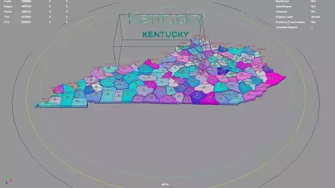 Kentucky  United States USA map region 3D model geography 3D model