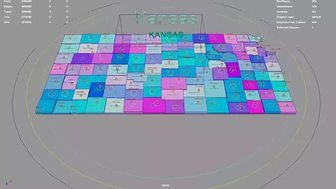 Kansas  United States USA map region 3D model geography 3D model