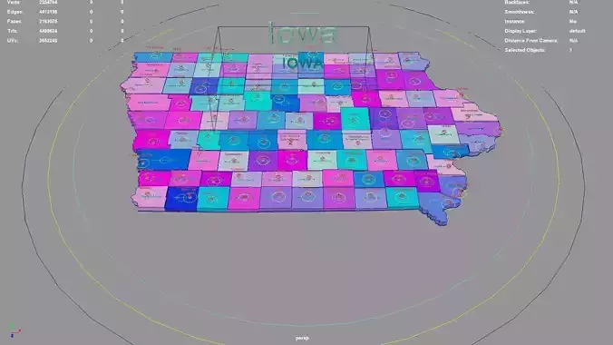 Iowa  United States USA map region 3D model geography political 3D model