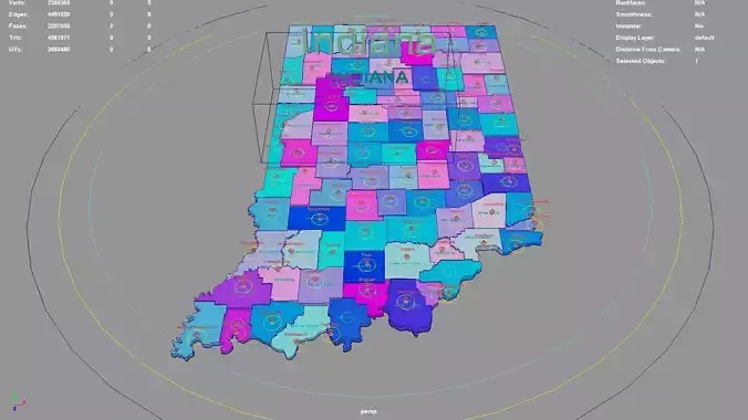 Indiana  United States USA map region 3D model geography 3D model