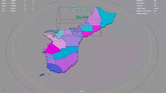 Guam  United States USA map region 3D model geography political 3D model
