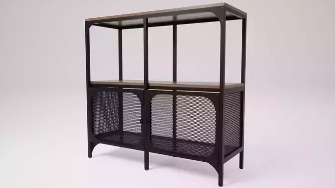 FJALLBO - Open Shelving Unit Black 100x95 cm 3D model