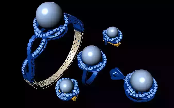 Diamond and Pearl Jewellery Sets Concept