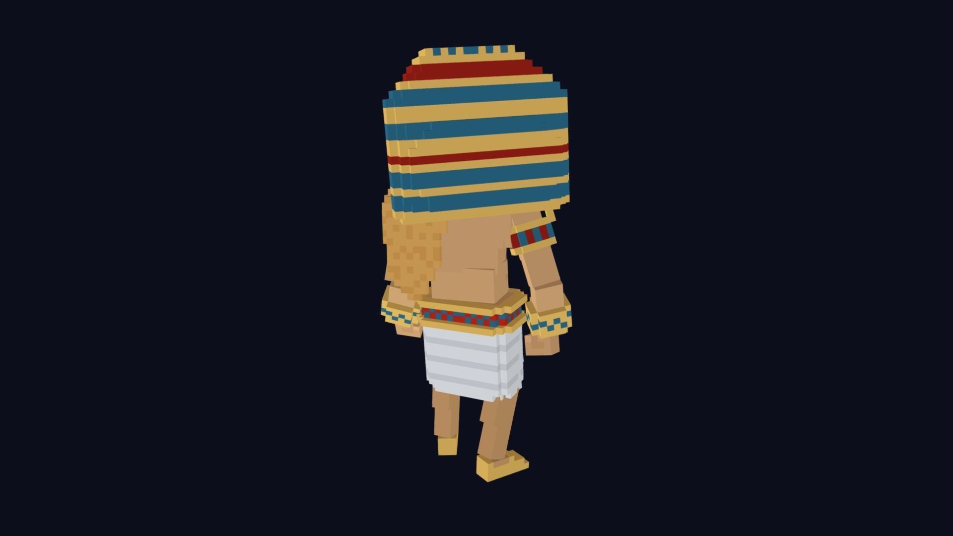 Voxel Character - Pharaoh Low Poly 3D Model Low-poly 3D model_3