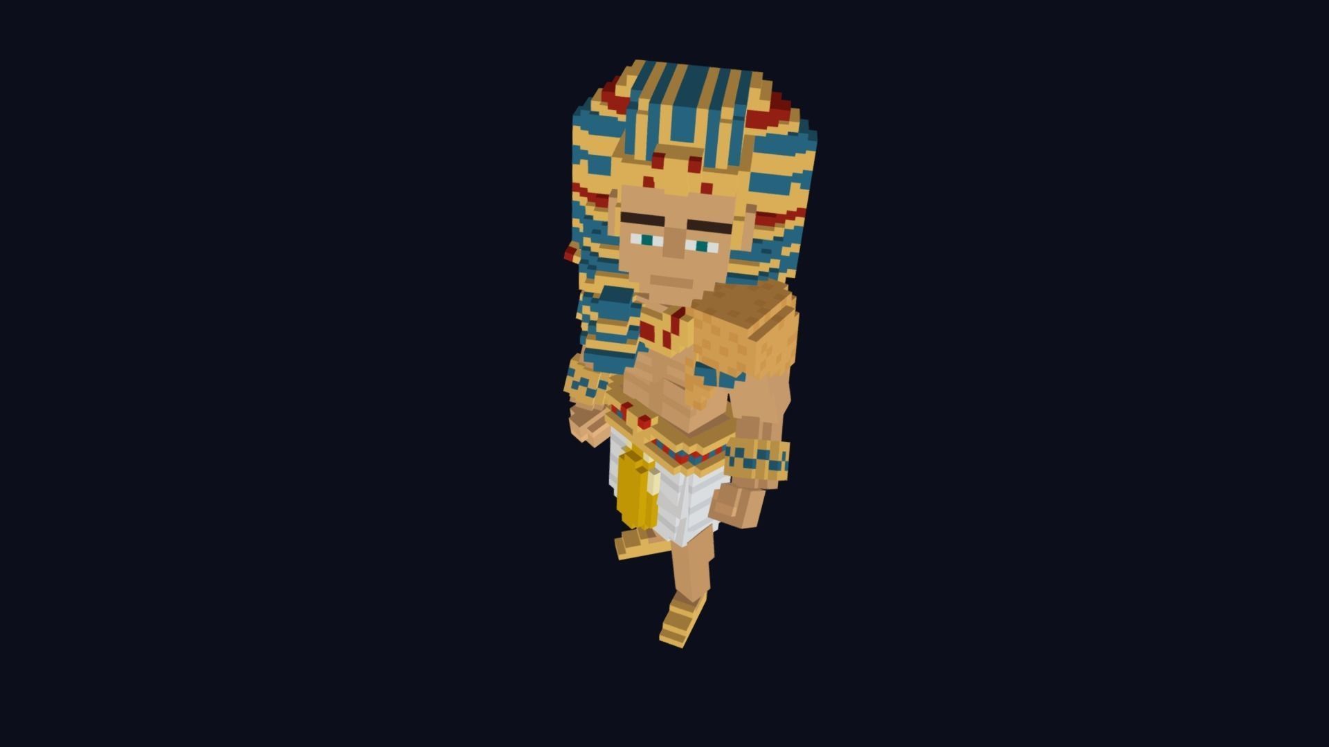 Voxel Character - Pharaoh Low Poly 3D Model Low-poly 3D model_6