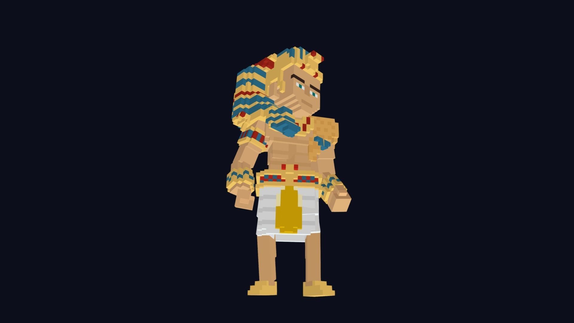 Voxel Character - Pharaoh Low Poly 3D Model Low-poly 3D model_5