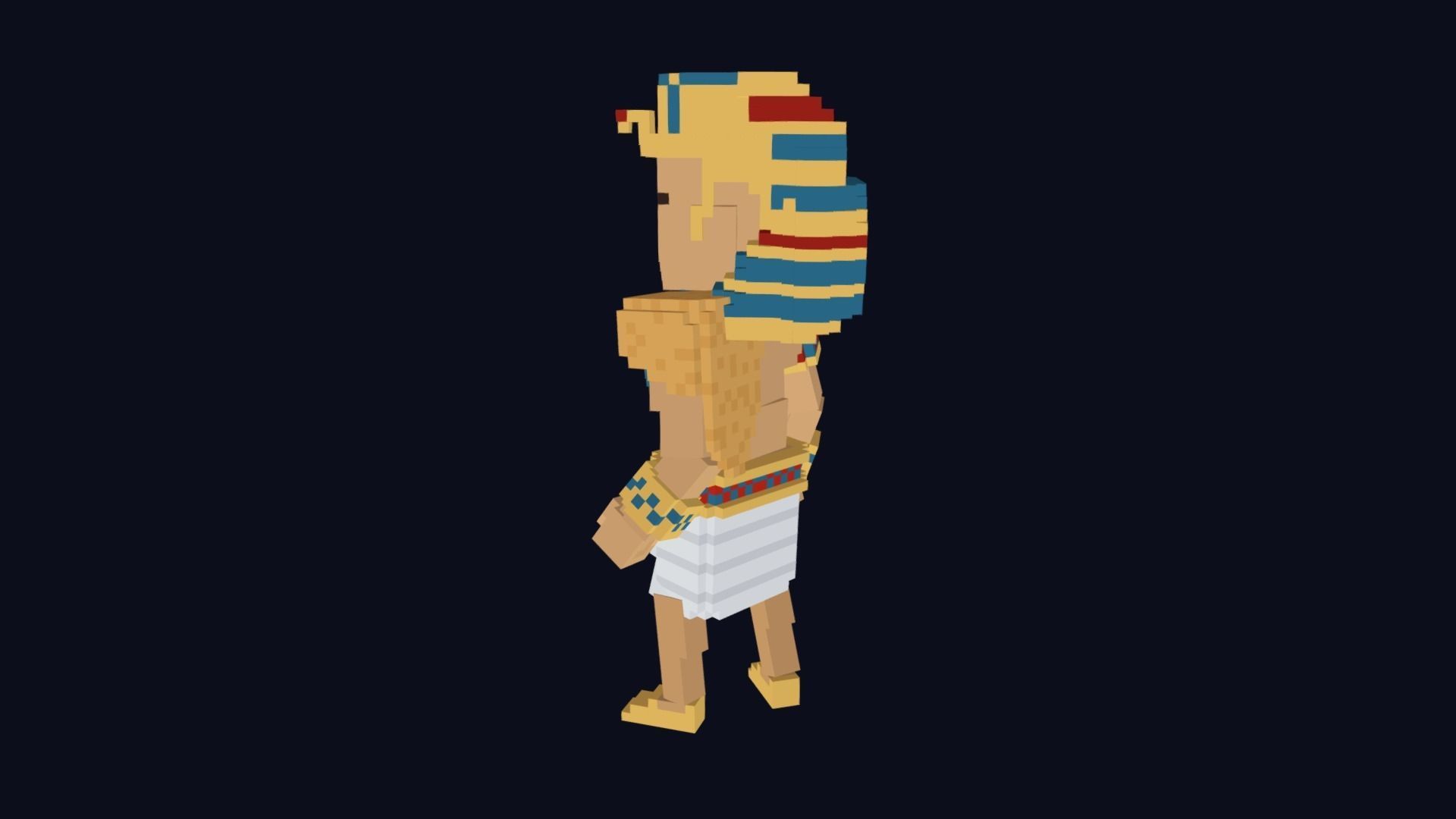 Voxel Character - Pharaoh Low Poly 3D Model Low-poly 3D model_2