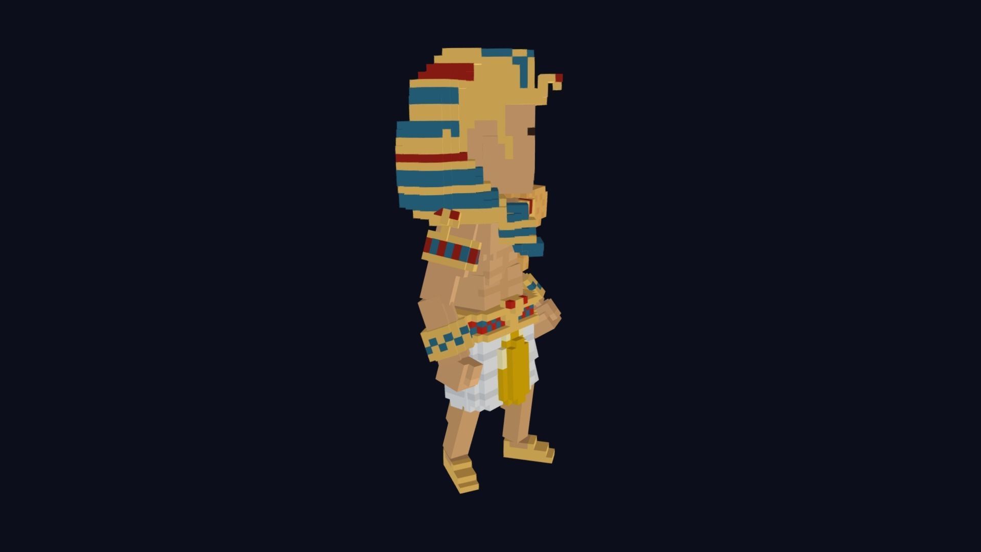 Voxel Character - Pharaoh Low Poly 3D Model Low-poly 3D model_4