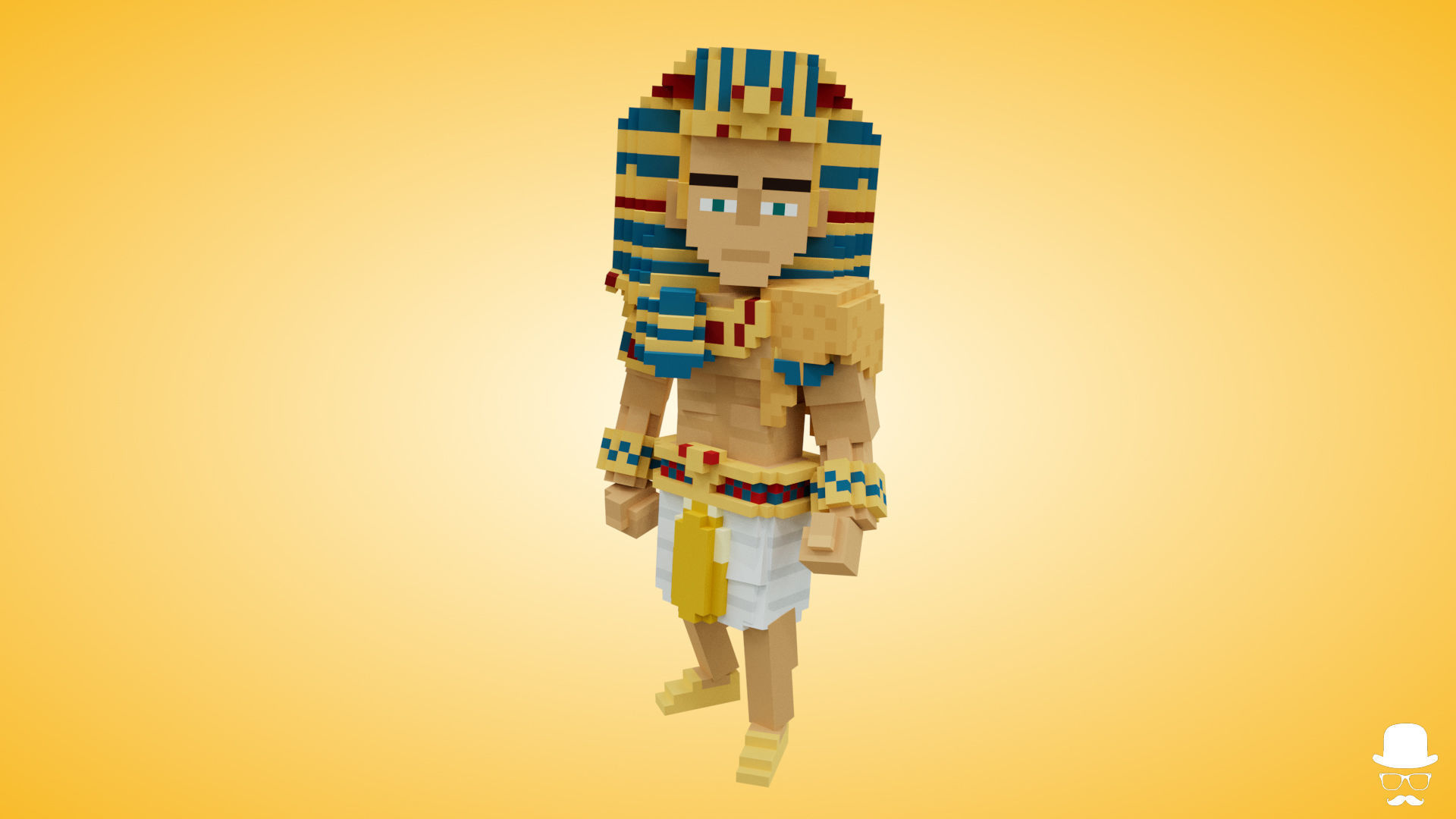 Voxel Character - Pharaoh Low Poly 3D Model Low-poly 3D model_8
