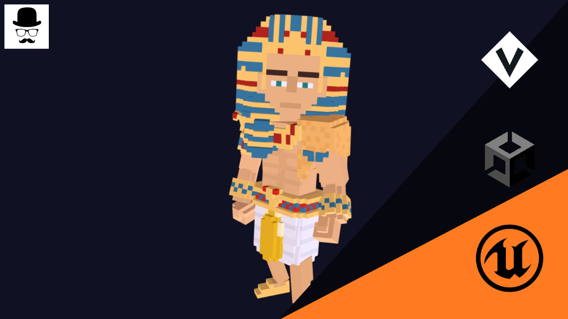 Voxel Character - Pharaoh Low Poly 3D Model Low-poly 3D model_7