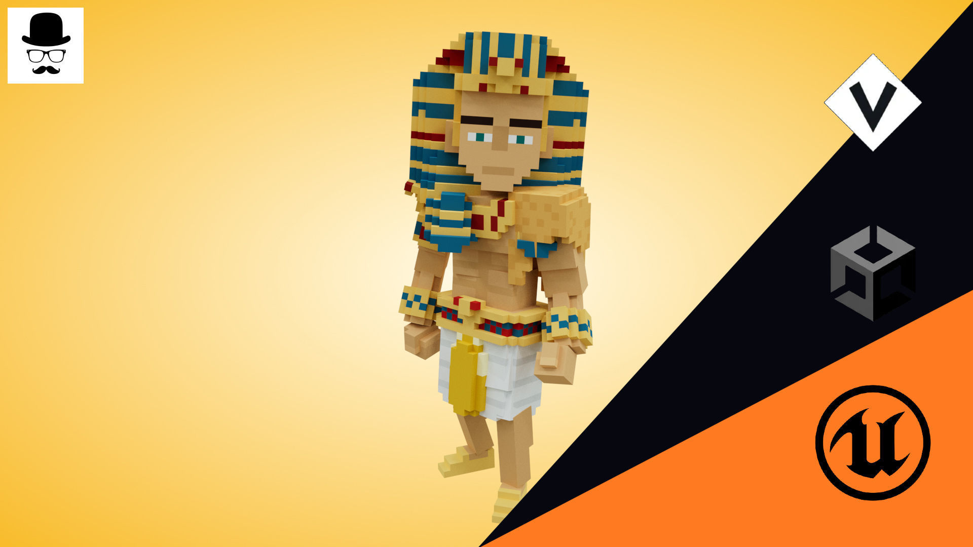 Voxel Character - Pharaoh Low Poly 3D Model Low-poly 3D model_9