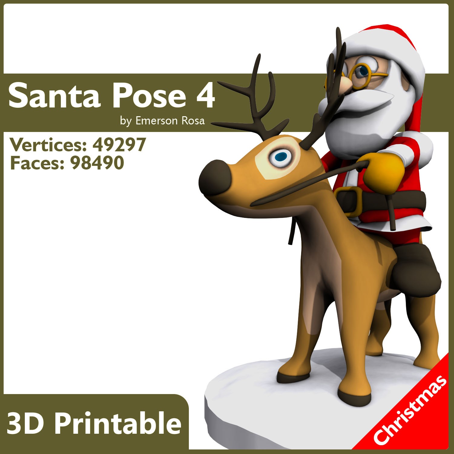 Pose 04 - Santa and the Reindeer 3D print model_7
