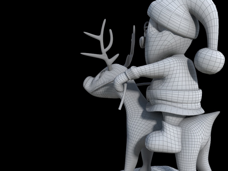 Pose 04 - Santa and the Reindeer 3D print model_4