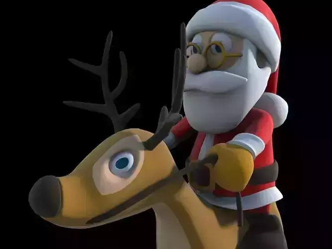 Pose 04 - Santa and the Reindeer 3D print model Pose 04 - Santa and the Reindeer 3D print model