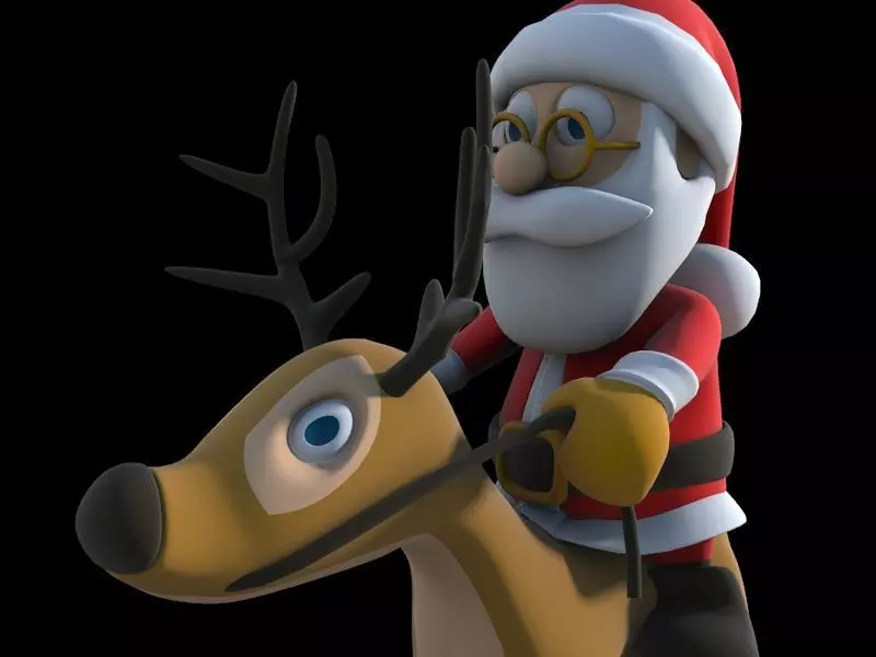 Pose 04 - Santa and the Reindeer 3D print model_0
