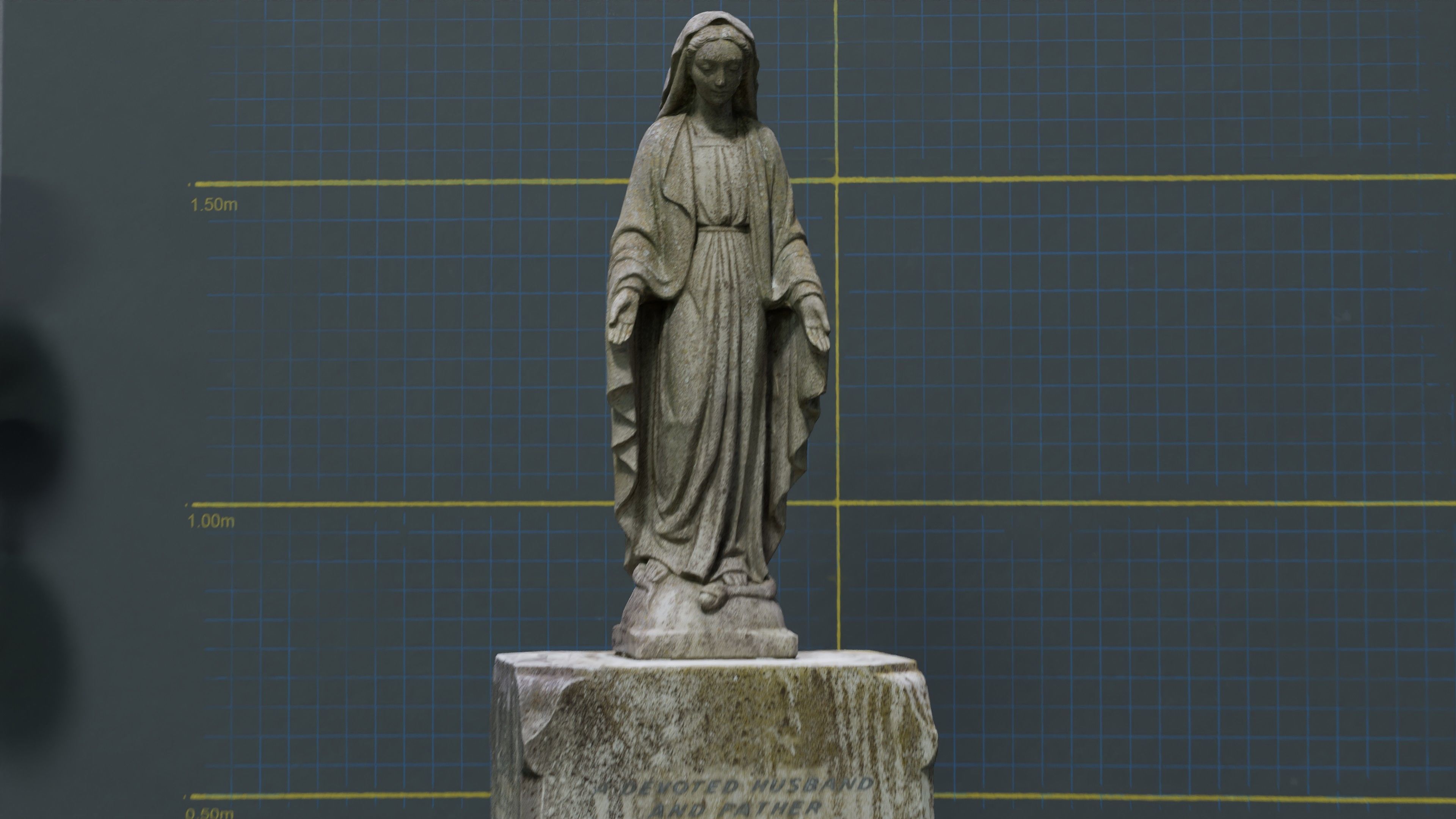 Gravestone Statue with open hands Low-poly 3D model_4