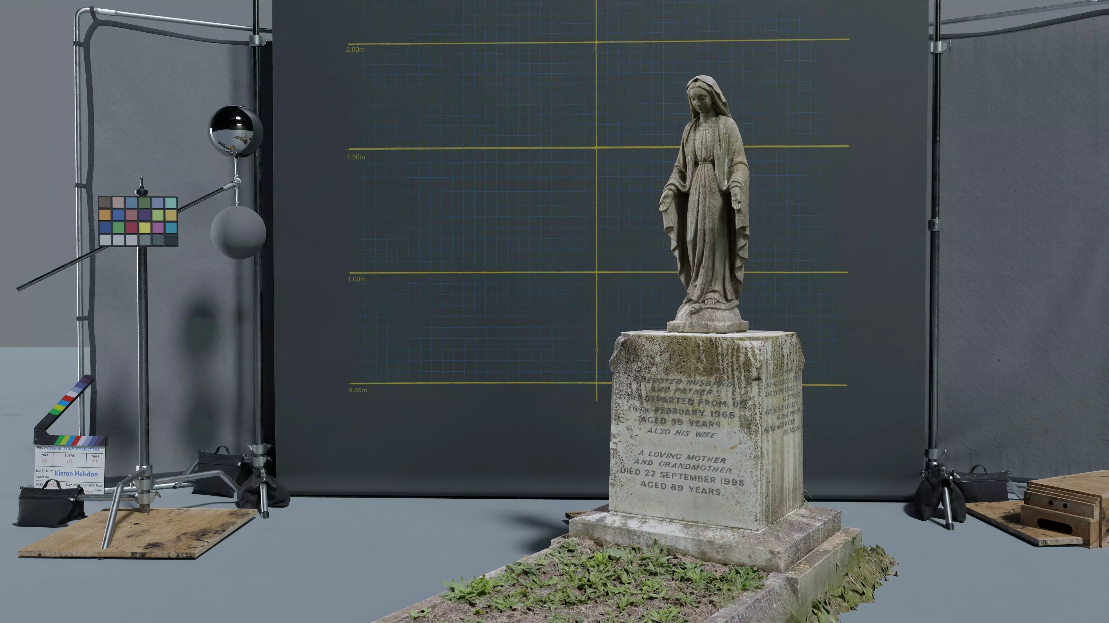 Gravestone Statue with open hands Low-poly 3D model_0