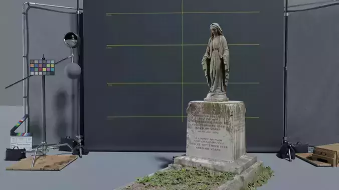 Gravestone Statue with open hands Low-poly 3D model