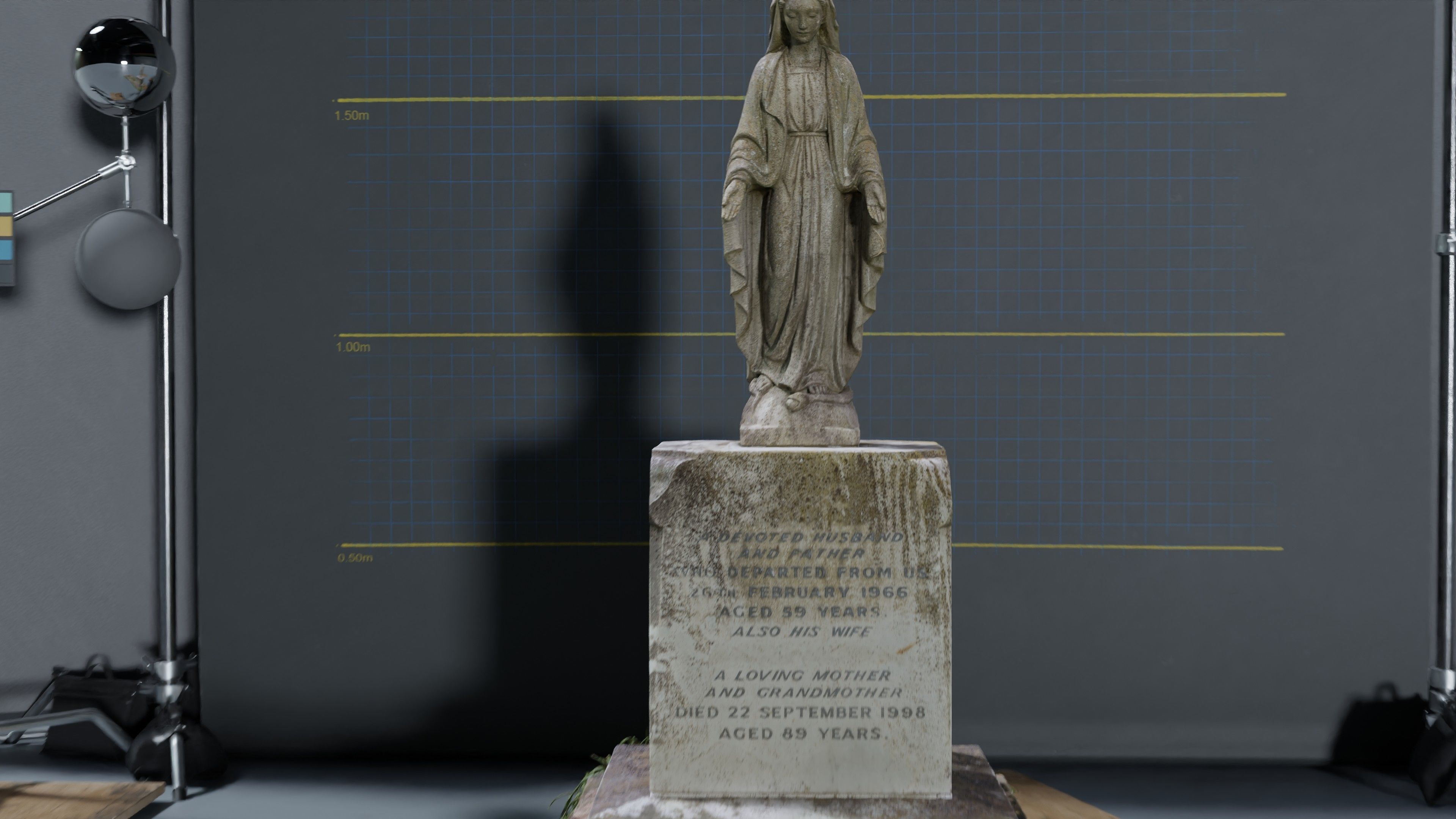 Gravestone Statue with open hands Low-poly 3D model_3