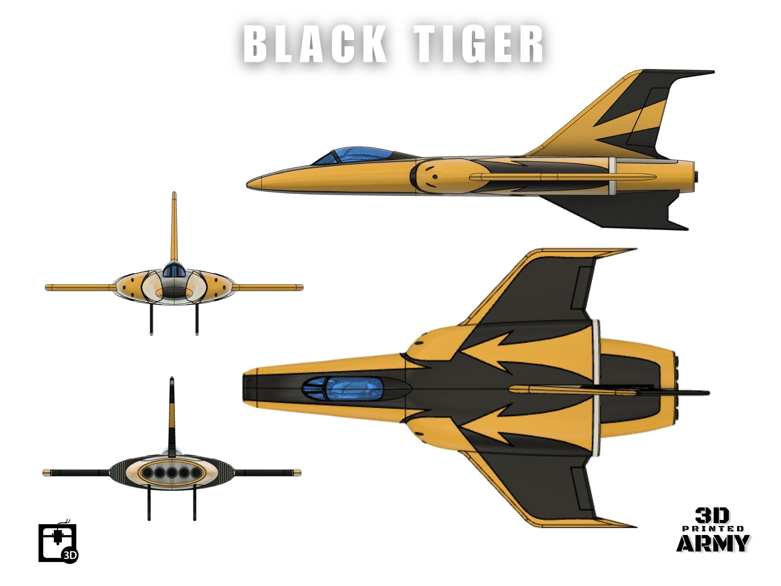 Cosmo Black Tiger  - Space battleship Yamato - STL files 3D print model_14