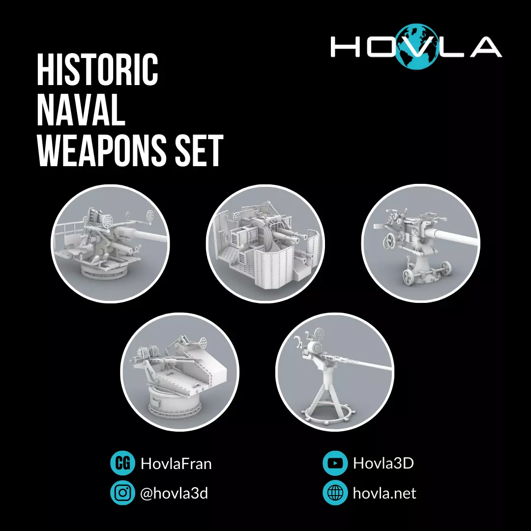 Historic Naval Weapons Set PM - 5 Weapon Models 3D print model_0