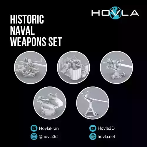 Historic Naval Weapons Set PM - 5 Weapon Models 3D print model