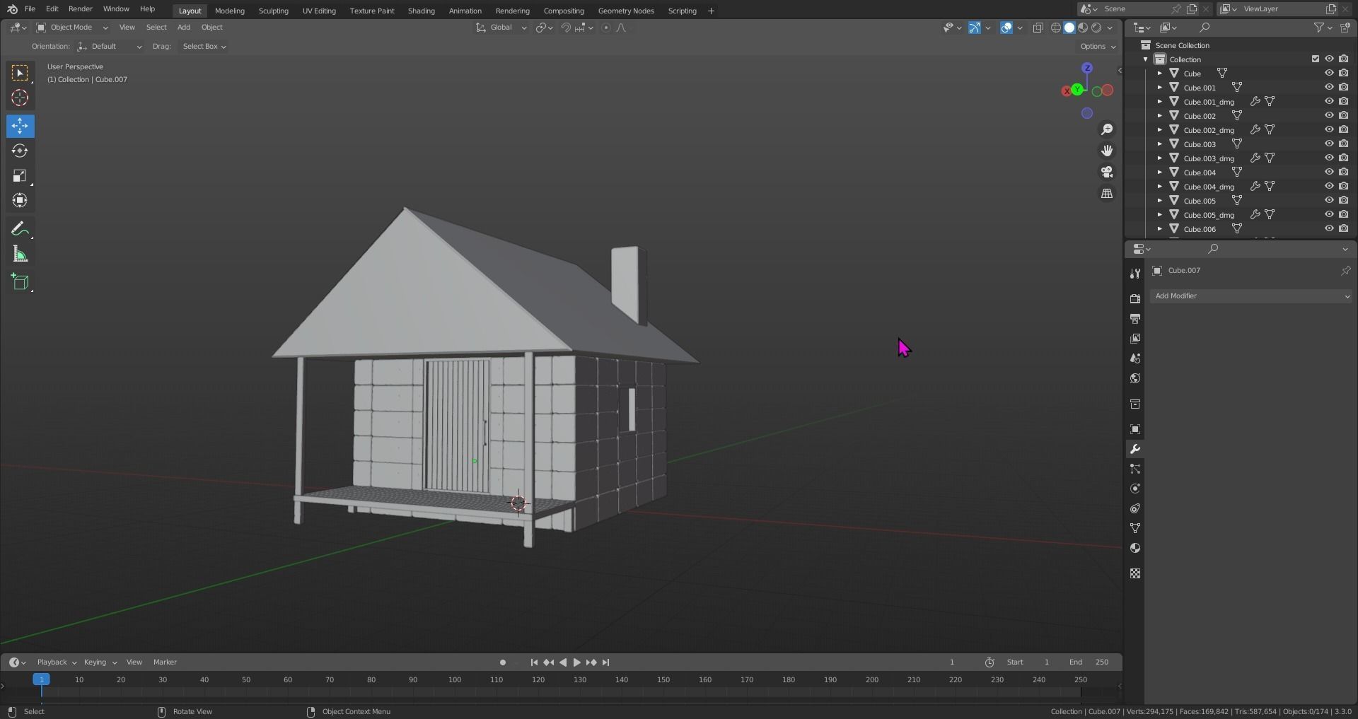 Stone Cabin sort of 3D print model_1