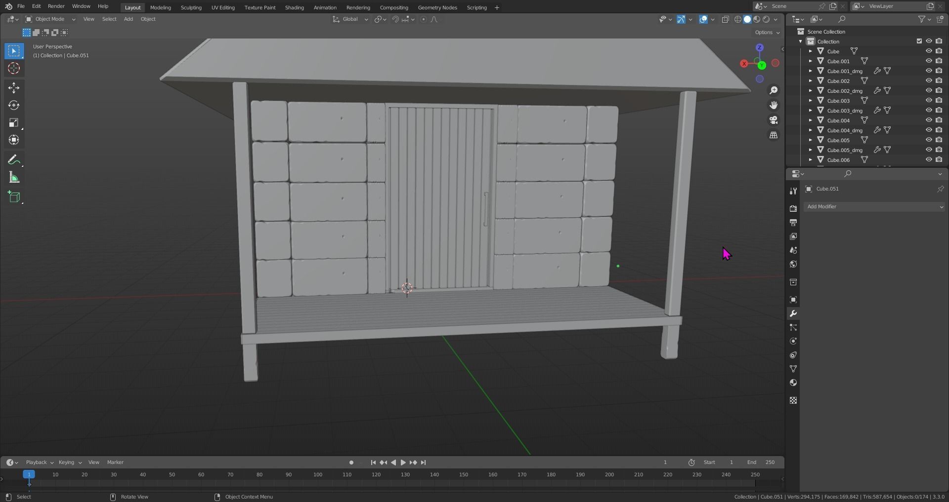 Stone Cabin sort of 3D print model_3