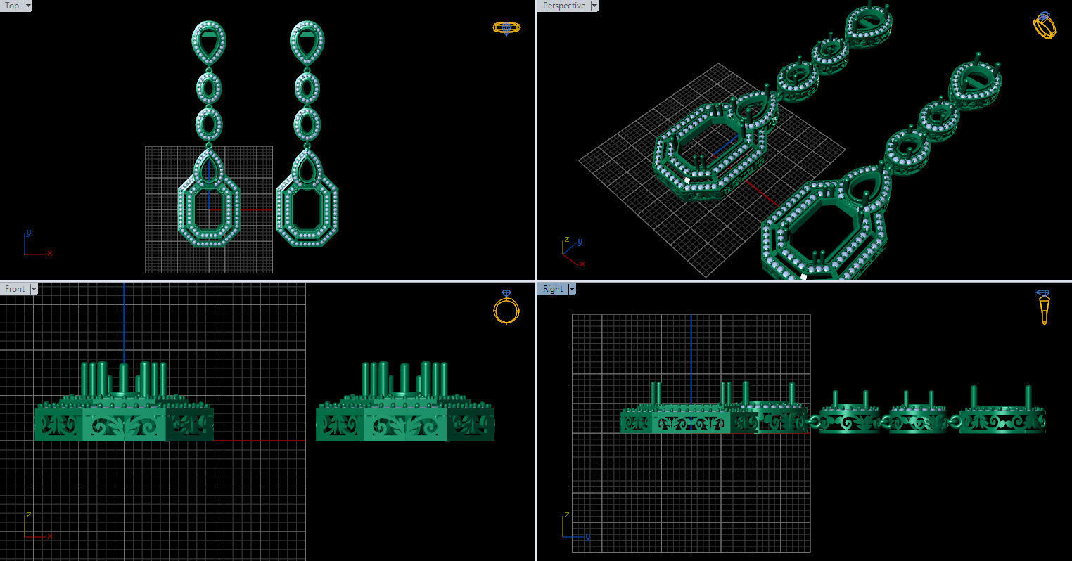 long dangle earrings  3D print model_9