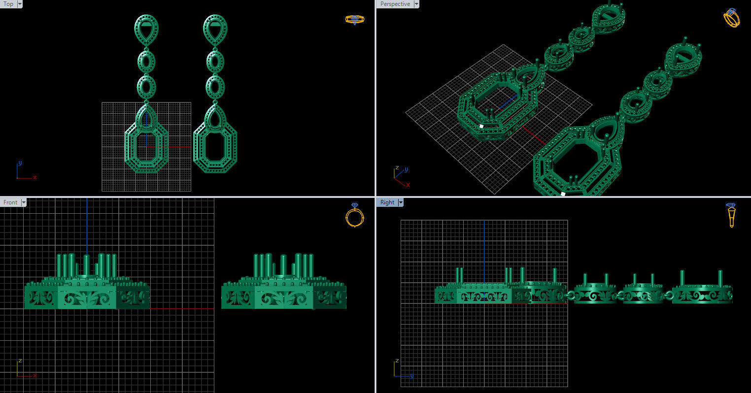 long dangle earrings  3D print model_8