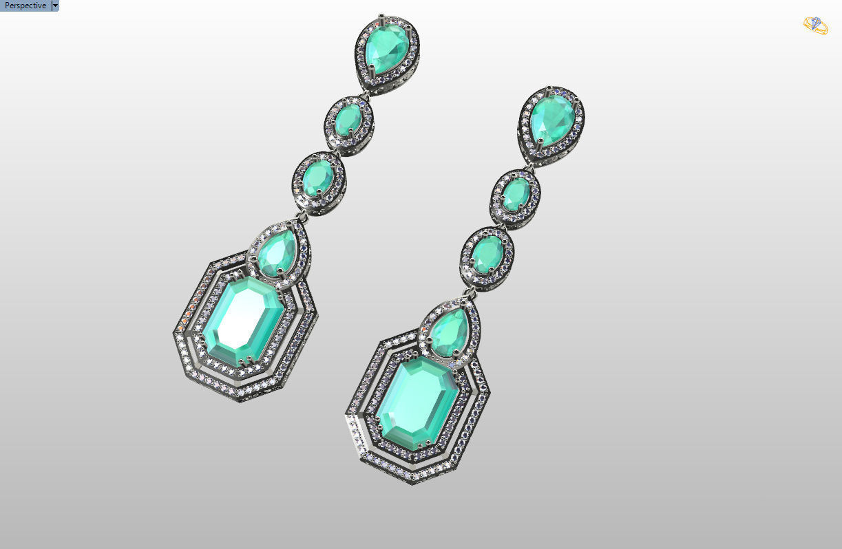 long dangle earrings  3D print model_49
