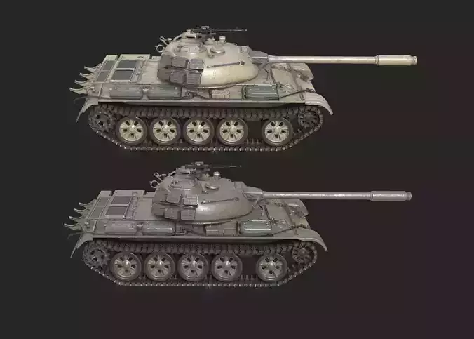 PBR 2 coatings  T-55 main battle tank of the Soviet Union Low-poly 3D model