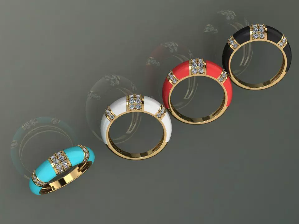 Enamel Gold Ring 3D print model_0