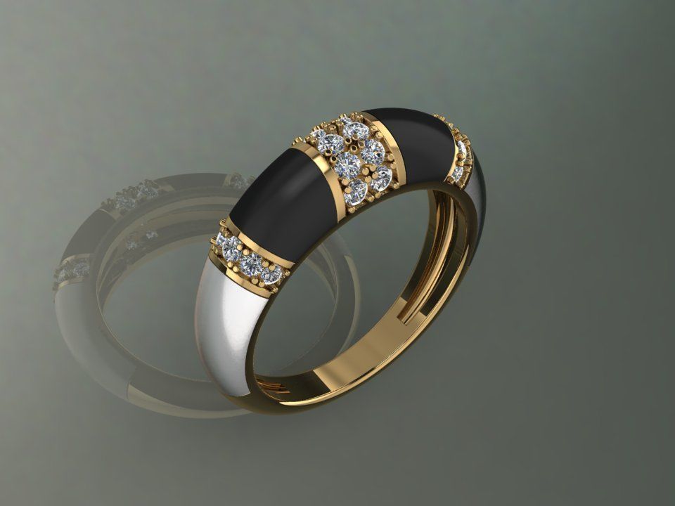 Enamel Gold Ring 3D print model_1