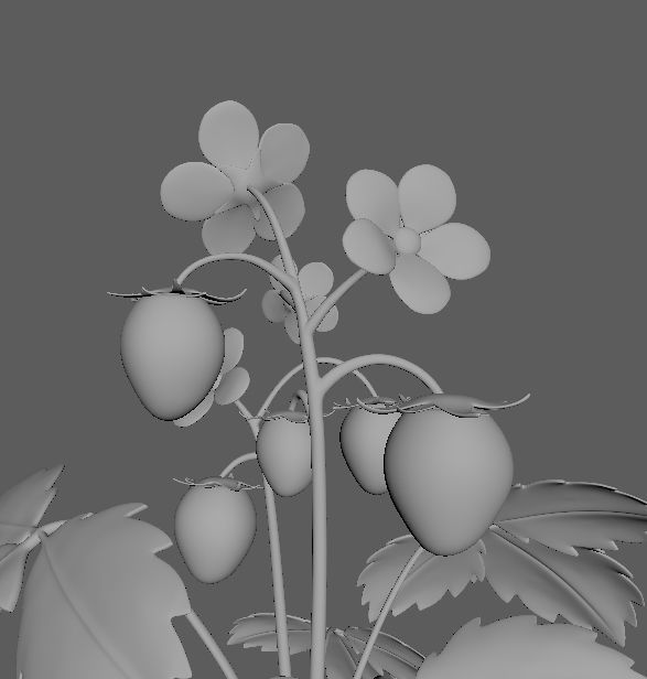 strawberry plant Low-poly 3D model_2